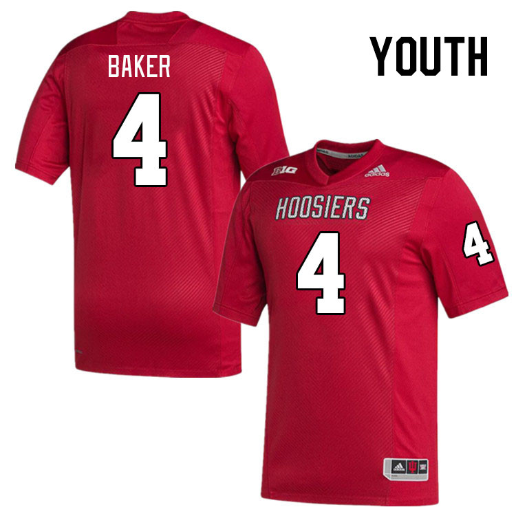 Youth #4 David Baker Indiana Hoosiers College Football Jerseys Stitched-Red